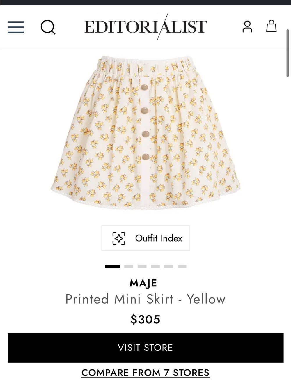 Maje Girls' Yellow Floral Printed Mini Skirt